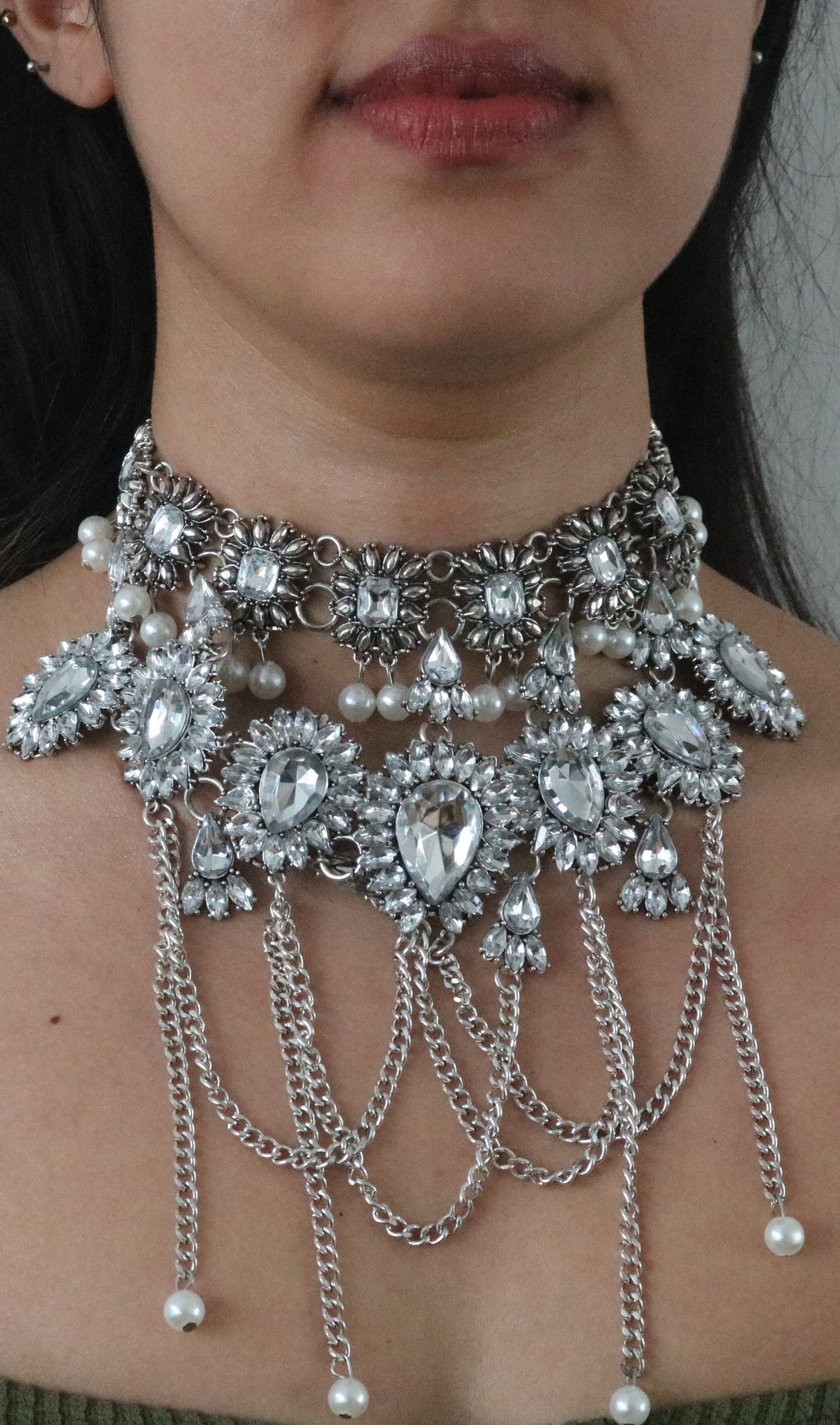 Modish Antique Silver Statement Necklace