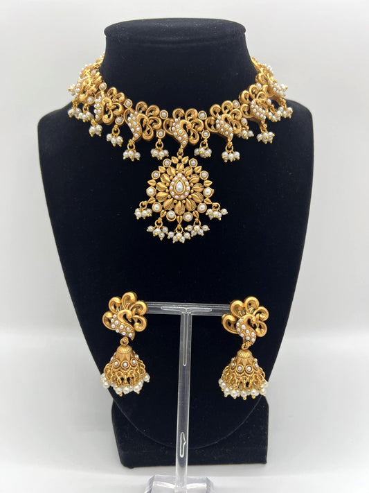 Modish Temple Necklace and Earring Set