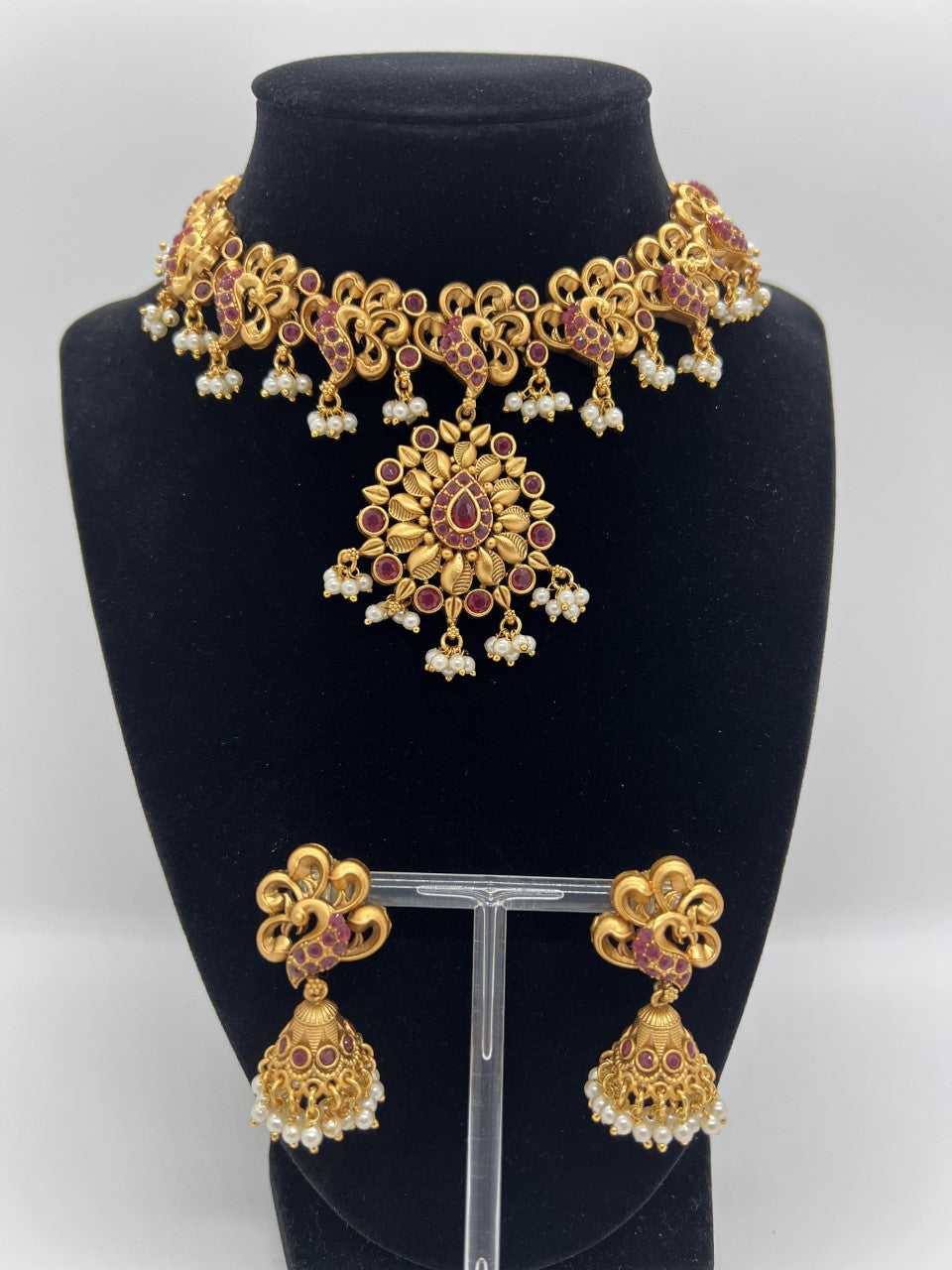 Modish Temple Necklace and Earring Set