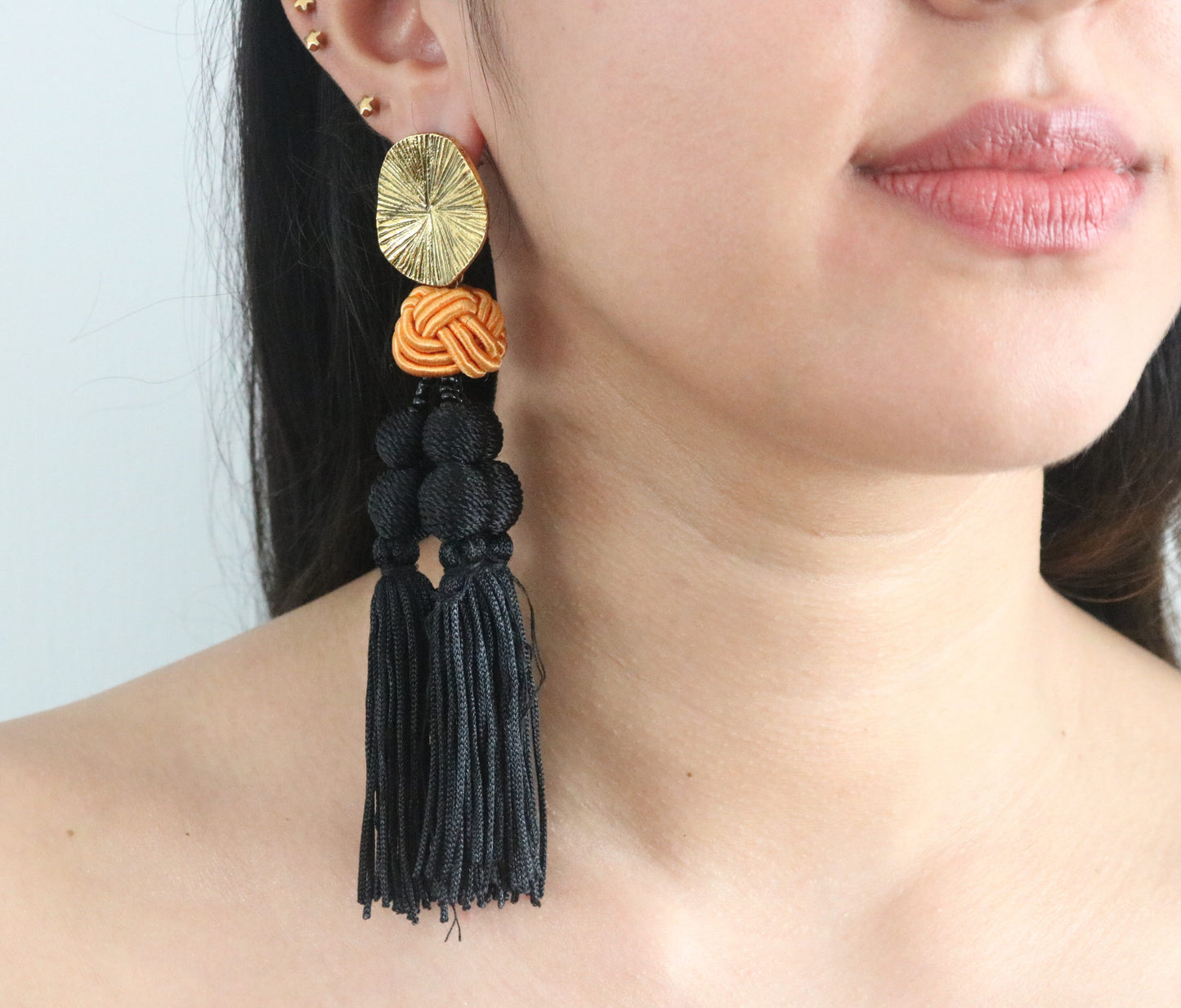 Modish Tassel Earrings (Black)