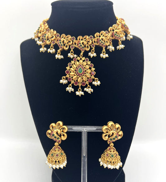Modish Temple Necklace and Earring Set